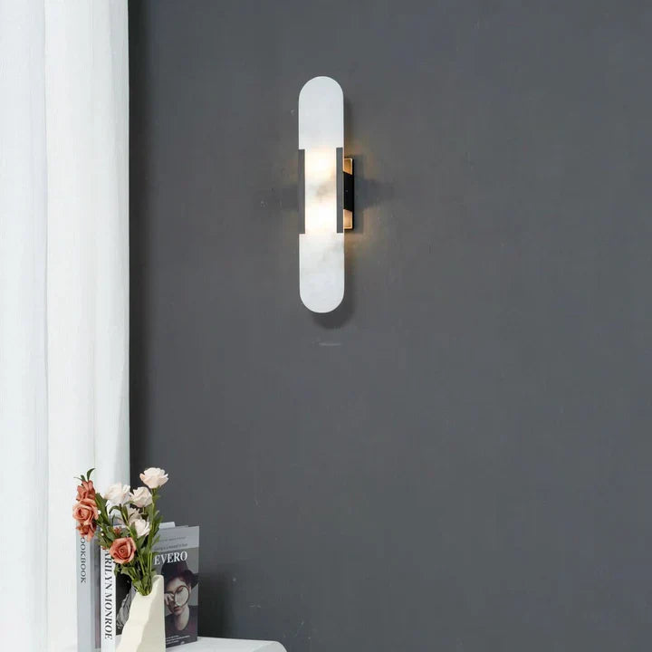 Modern Melange Elongated Alabaster Linear Wall Sconce