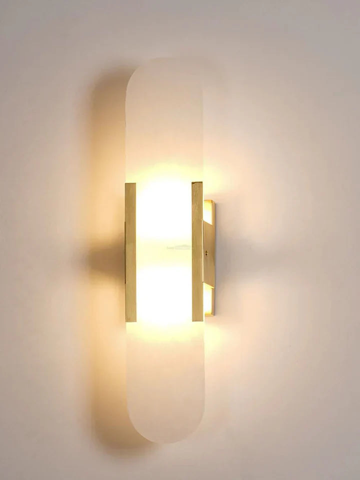 Modern Melange Elongated Alabaster Linear Wall Sconce