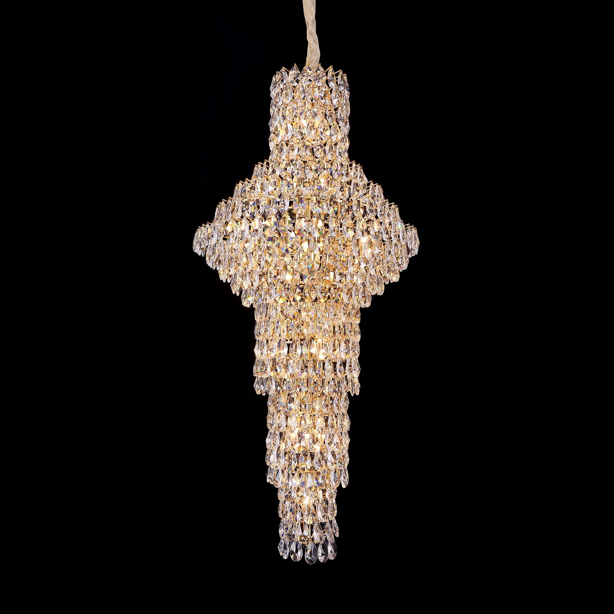 Modern Nail Shaped Crystal Chandelier For Foyer/Staircase/High-ceiling-MEET LIGHTING