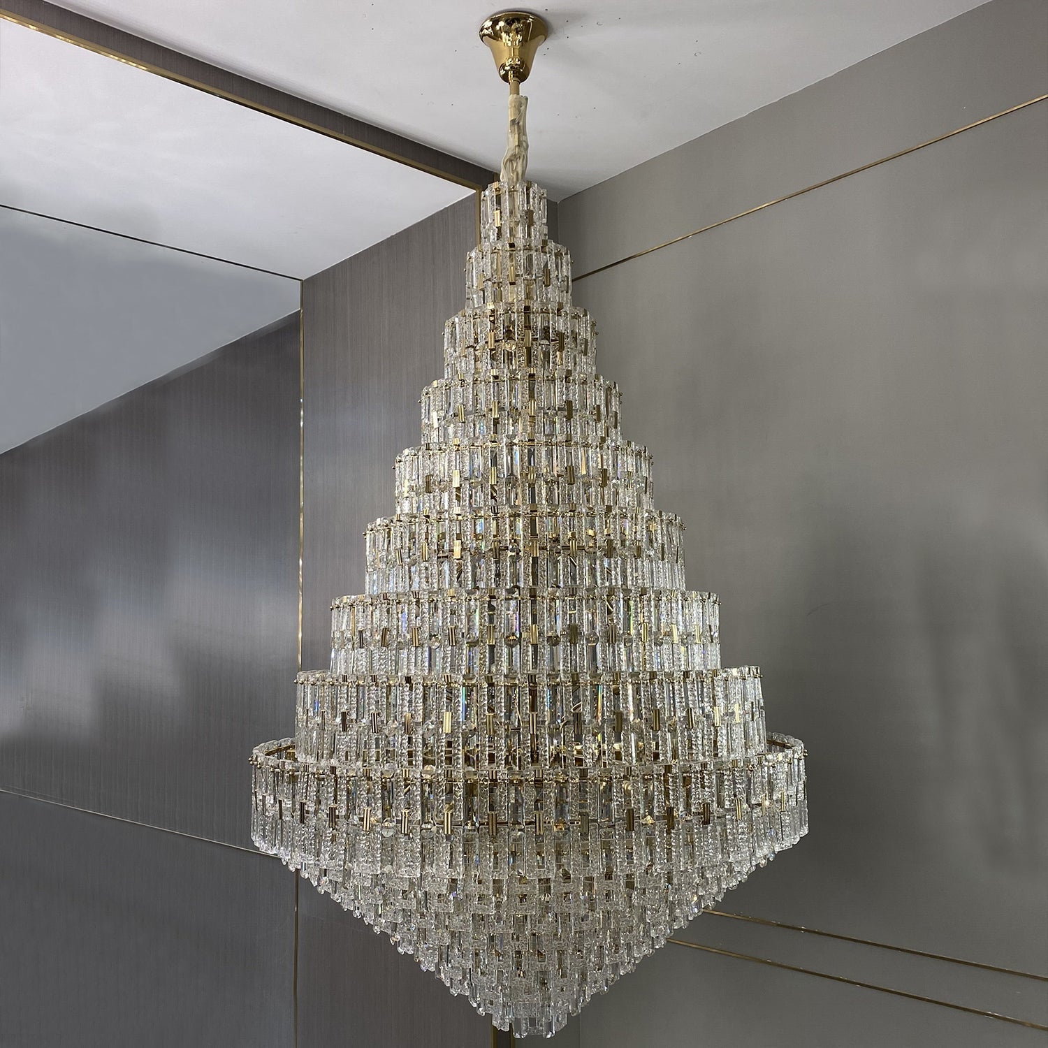 Oversized Multi-layers Honeycomb Luxury Ceiling Crystal Chandelier For Big Hallway/Foyer/Entryway-MEET LIGHTING