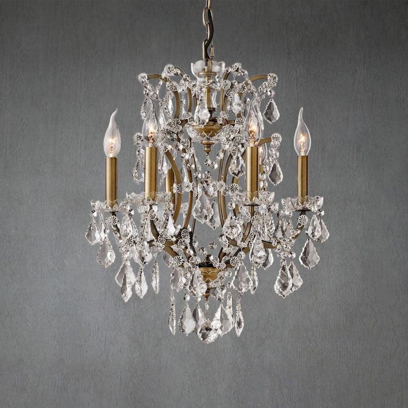 HA Rococo Iron & Crystal 18-inch Round Chandelier – Antique Brass