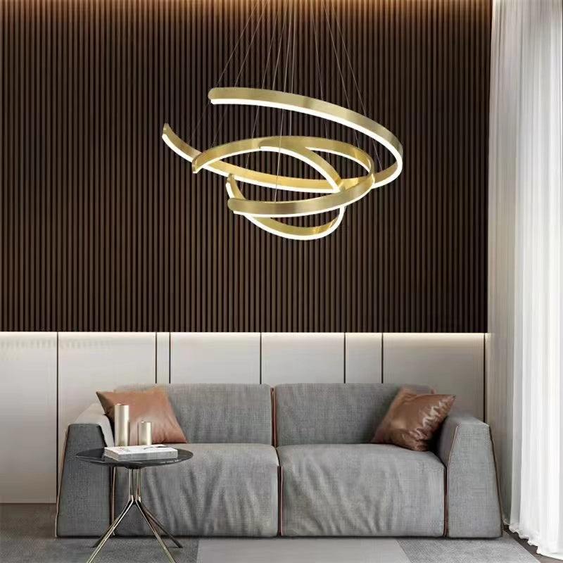 Gold Ring LED Chandelier Light With Wrought Iron Accents For Living Room-MEET LIGHTING