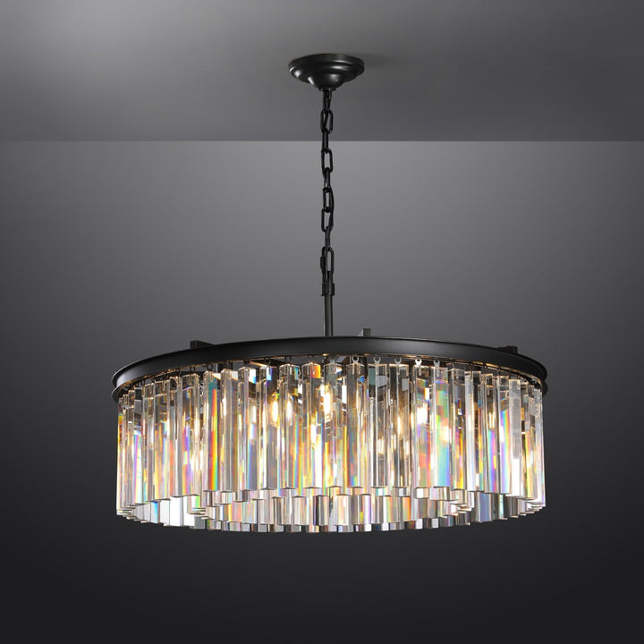 Rhys Round Chandelier 43", Crystal Prism