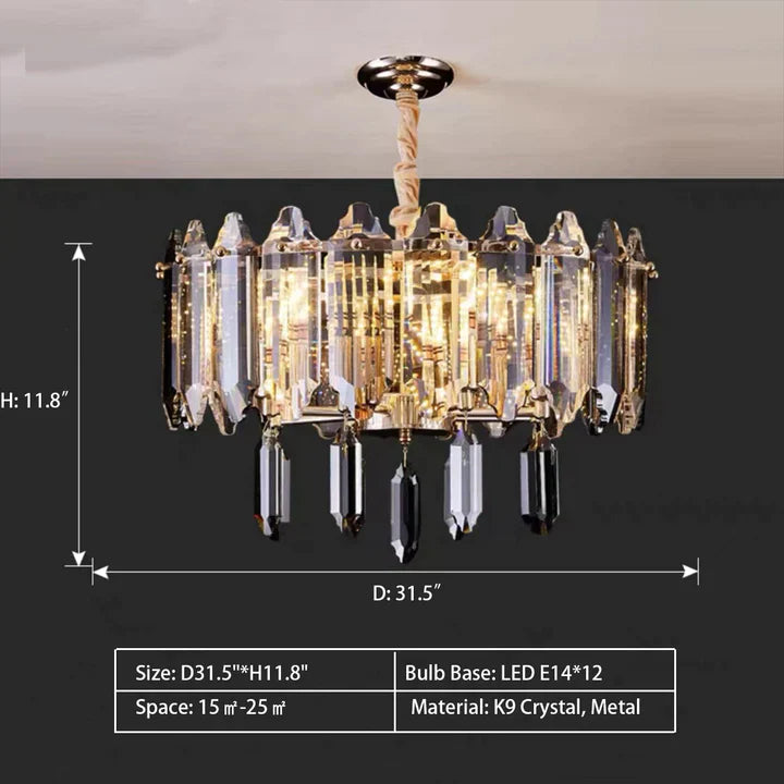 Modern Elegant Transparent Crystal Gold Chandelier Suit for Dining/Living Room-MEET LIGHTING