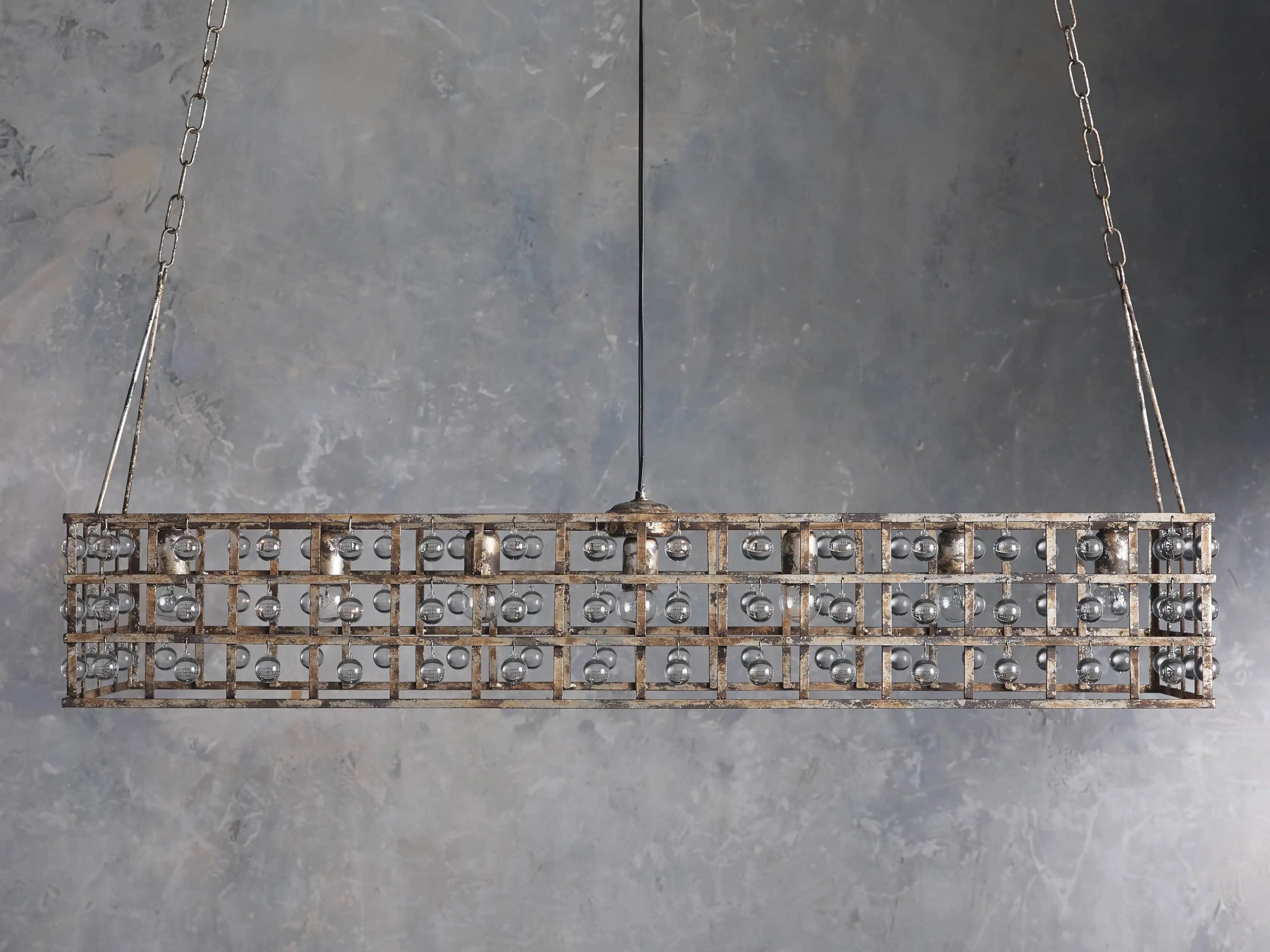 La Cage 50" Rectangular Chandelier in Silver by Meetlighting
