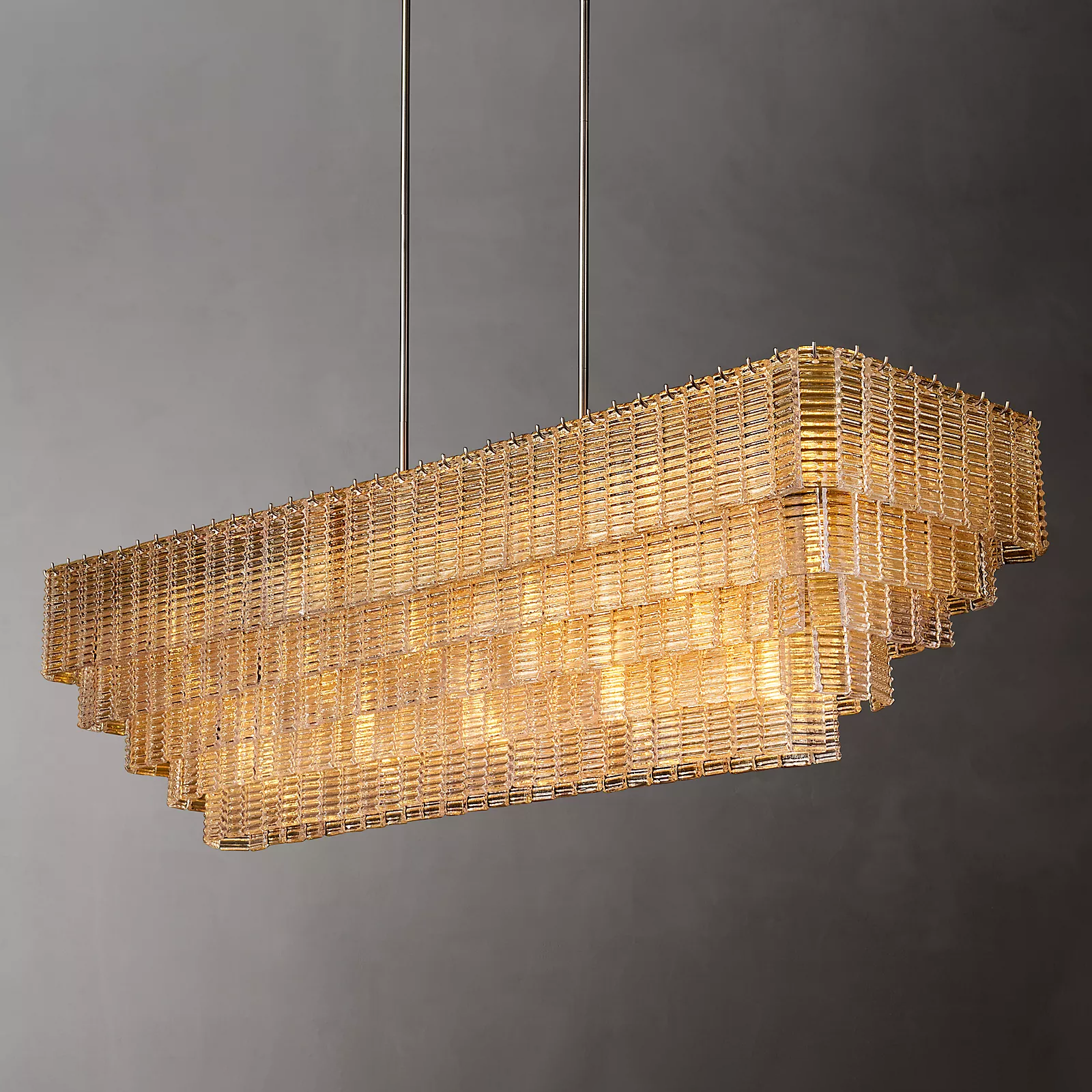 Siren Glass Rectangular Chandelier 77"