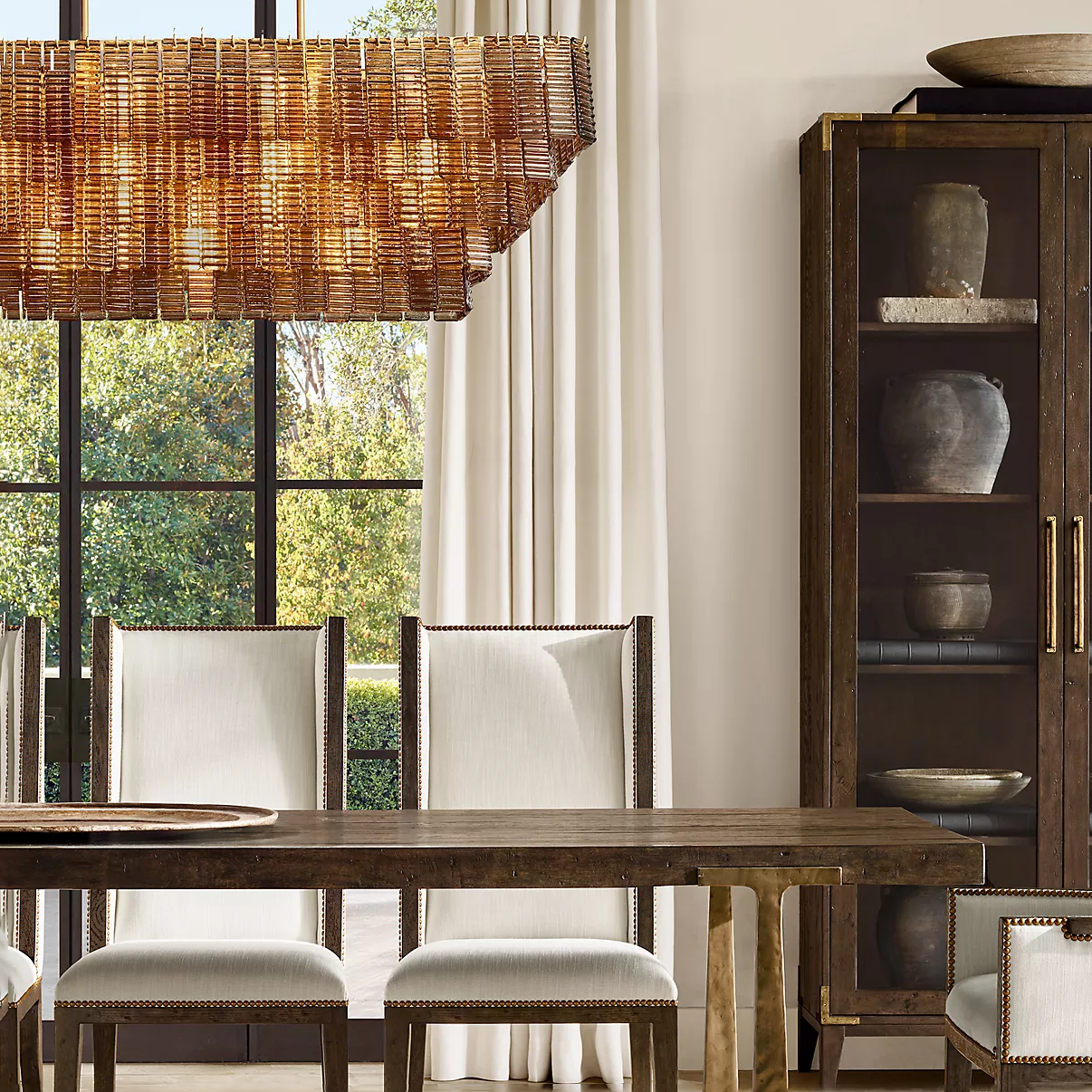 Siren Glass Rectangular Chandelier 77"