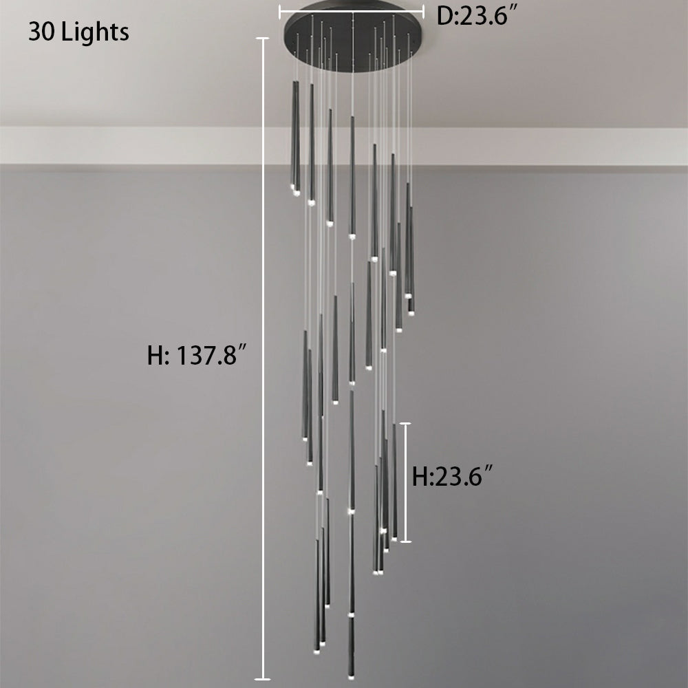 Minimalism Black Metal Ceiling Pendant Lighting Fixture For Staircase in Gold/ Black Finish