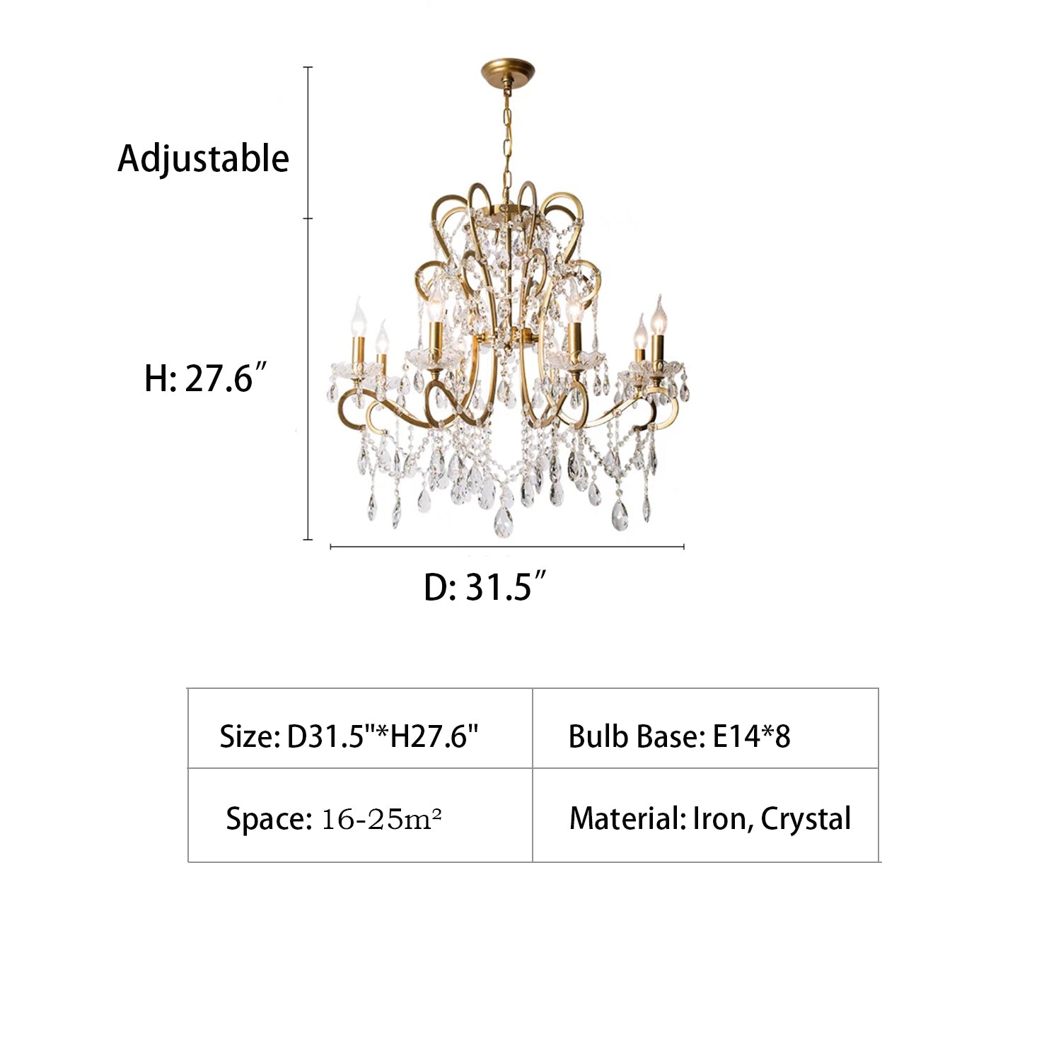 Nordic Vintage Candle Pendant Romantic Crystal Chandelier for Bedroom / Dining Room / Living Room-MEET LIGHTING