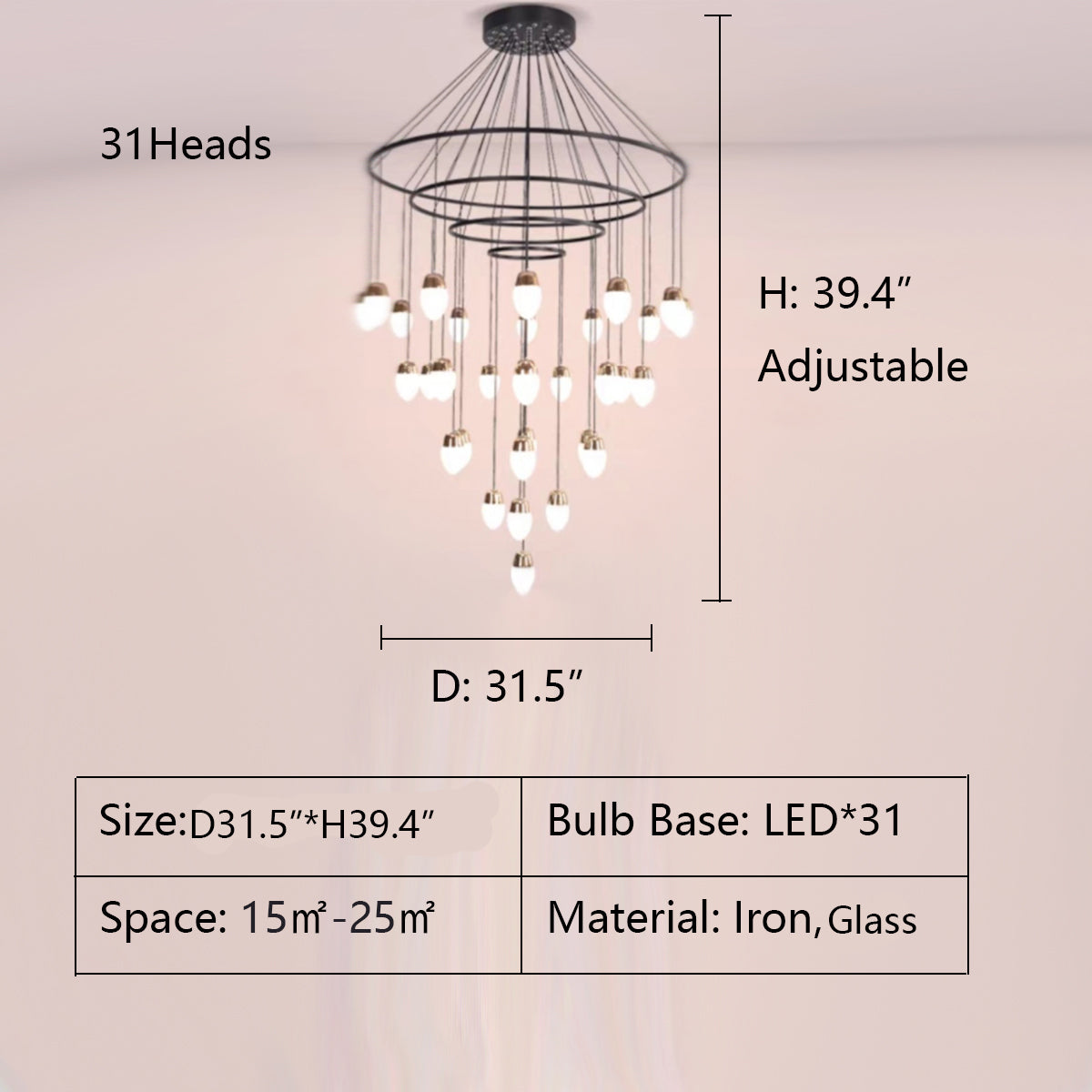 Extra Large Post-Modern Multi-tier Chandelier for High-ceiling Room/Stairs-MEET LIGHTING