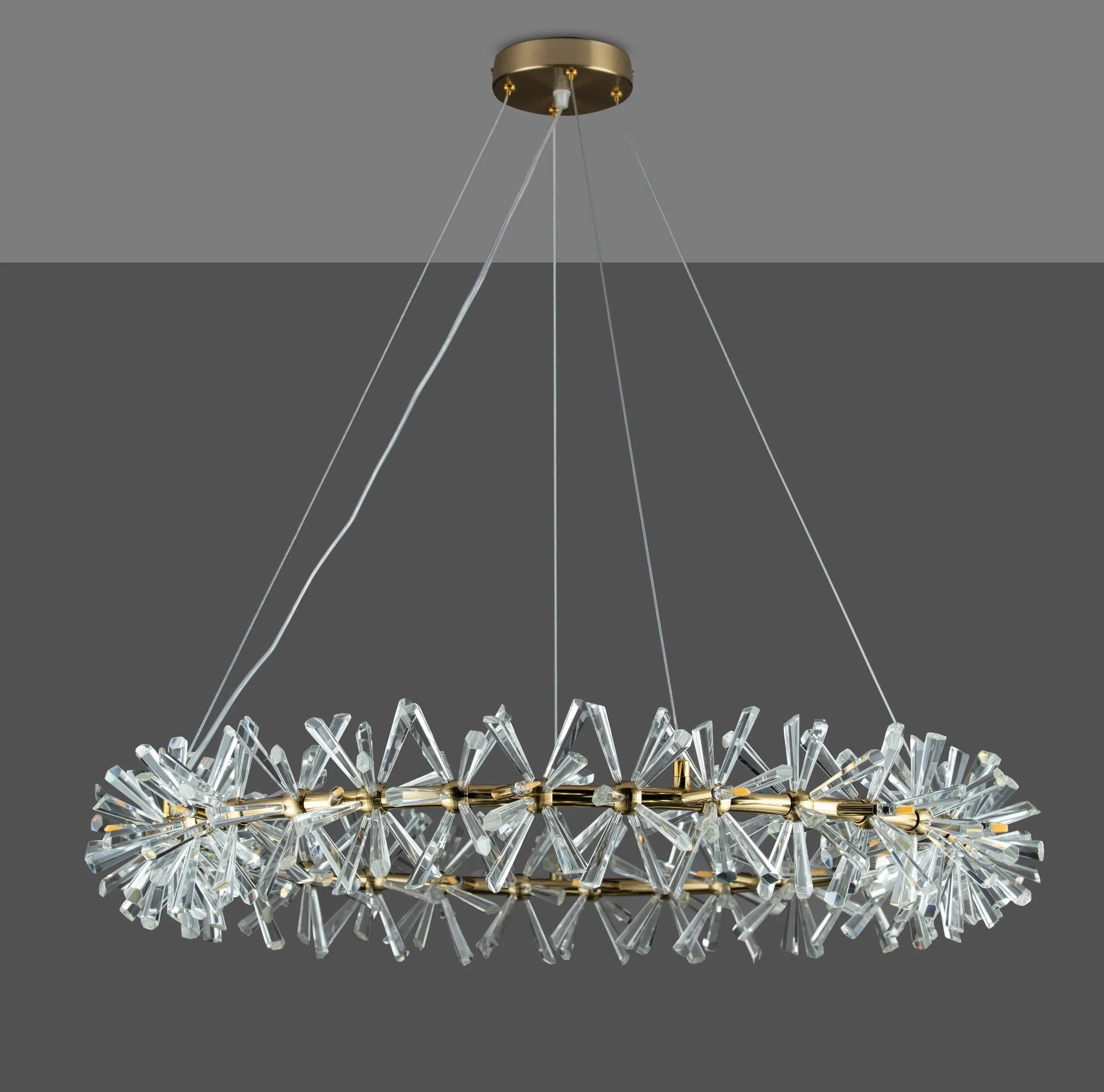 2 Wheel Frozen Ice Crystal Chandelier Light For Living Room Dining Hall-MEET LIGHTING