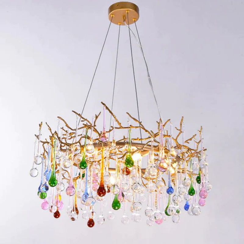 Runl Colorful Crystal Raindrop Branch Chandelier