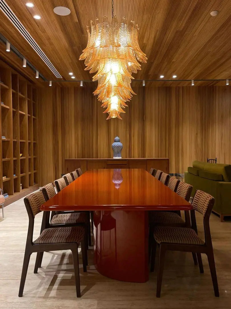 Murano Chandelier – 52 glass leaves – Amber by Meetlighting