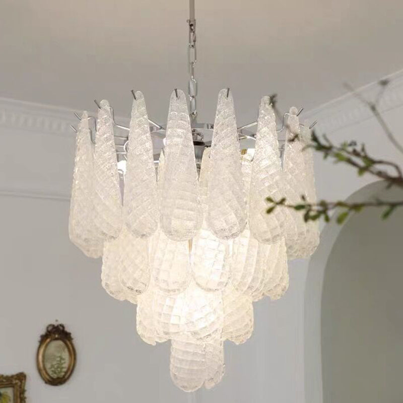 Light Luxury Multi-layered Teardrop Waterfall Chandelier for Living Room/Bedroom-MEET LIGHTING