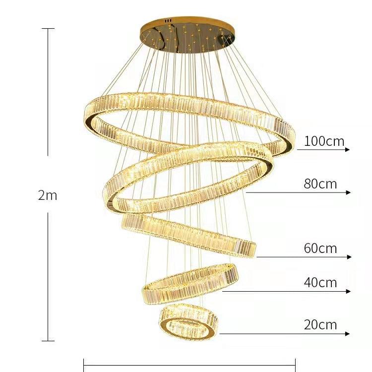 Modern Front Entryway Chandelier 3/4/5/6/7 Rings Crystal Gold/ Chrome Finish Ceiling Lamp-MEET LIGHTING
