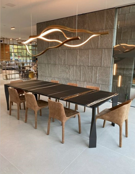 Modern Simple Brass Waving Chandelier for Living/Dining Room/Kitchen Island-MEET LIGHTING