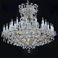 Crystal chandelier with clear glass and gold accents