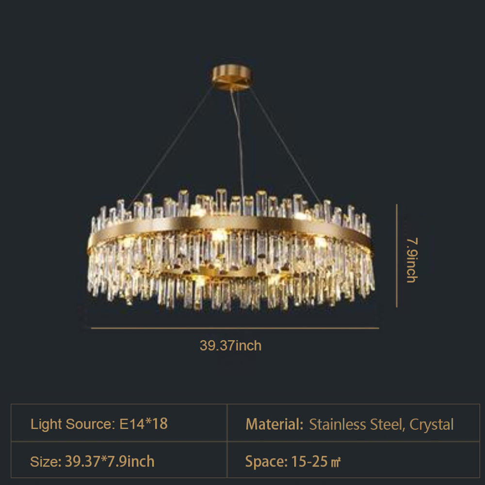 Round Ring Crystal Chandelier Luxury Modern Ceiling Fixtures Light For Living And Dining Room-MEET LIGHTING