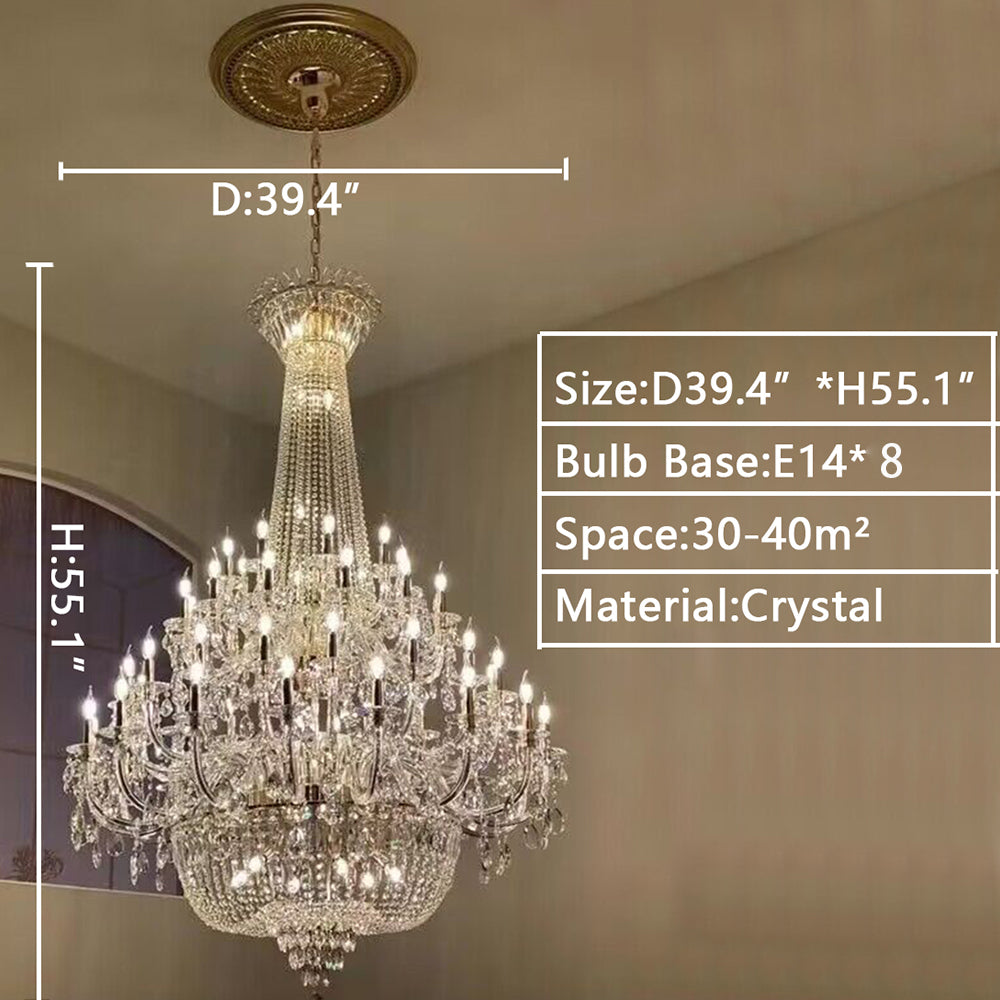 Extra Large European-style Multi-layers Candle Luxury Crystal Chandelier Gold Art Foyer/Staircase Decorative Light Fixture-MEET LIGHTING