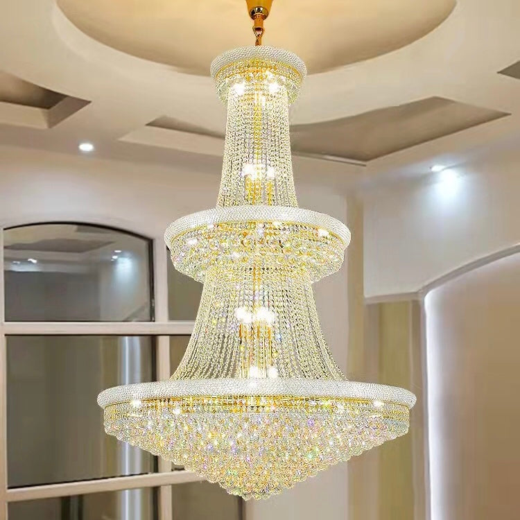 Luxury French Empire Chandelier for Villa Hall Ceiling Three-layers Crystal Light for Hotel Lobby-MEET LIGHTING