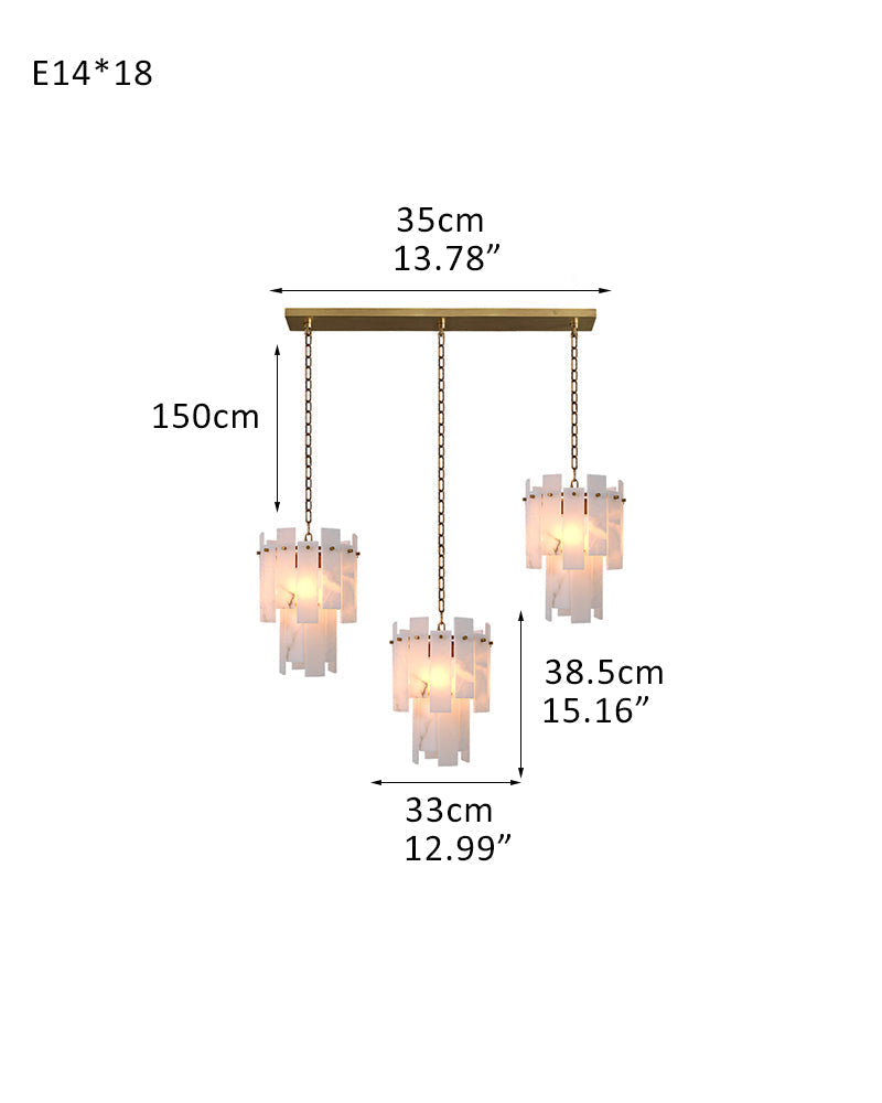 3/5/7-light Tired Alabaster marble Cluster Chandelier 13" with adjustable chain