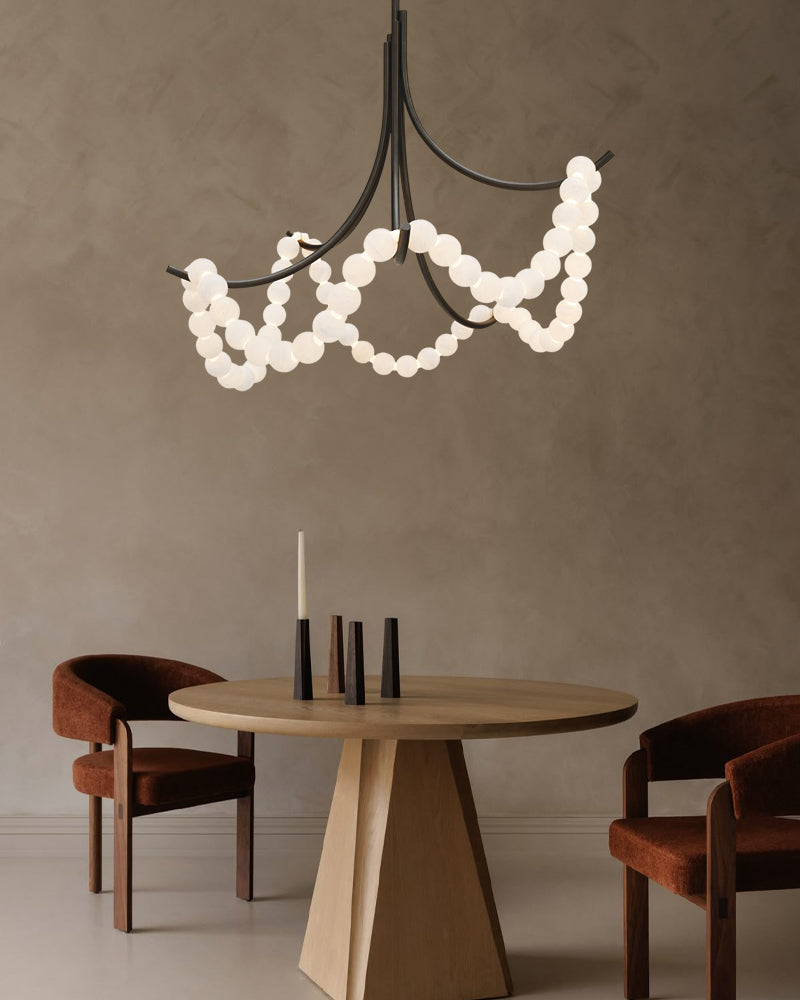Cluster String Alabaster Beads Semi Flush Chandelier by Meetlighting