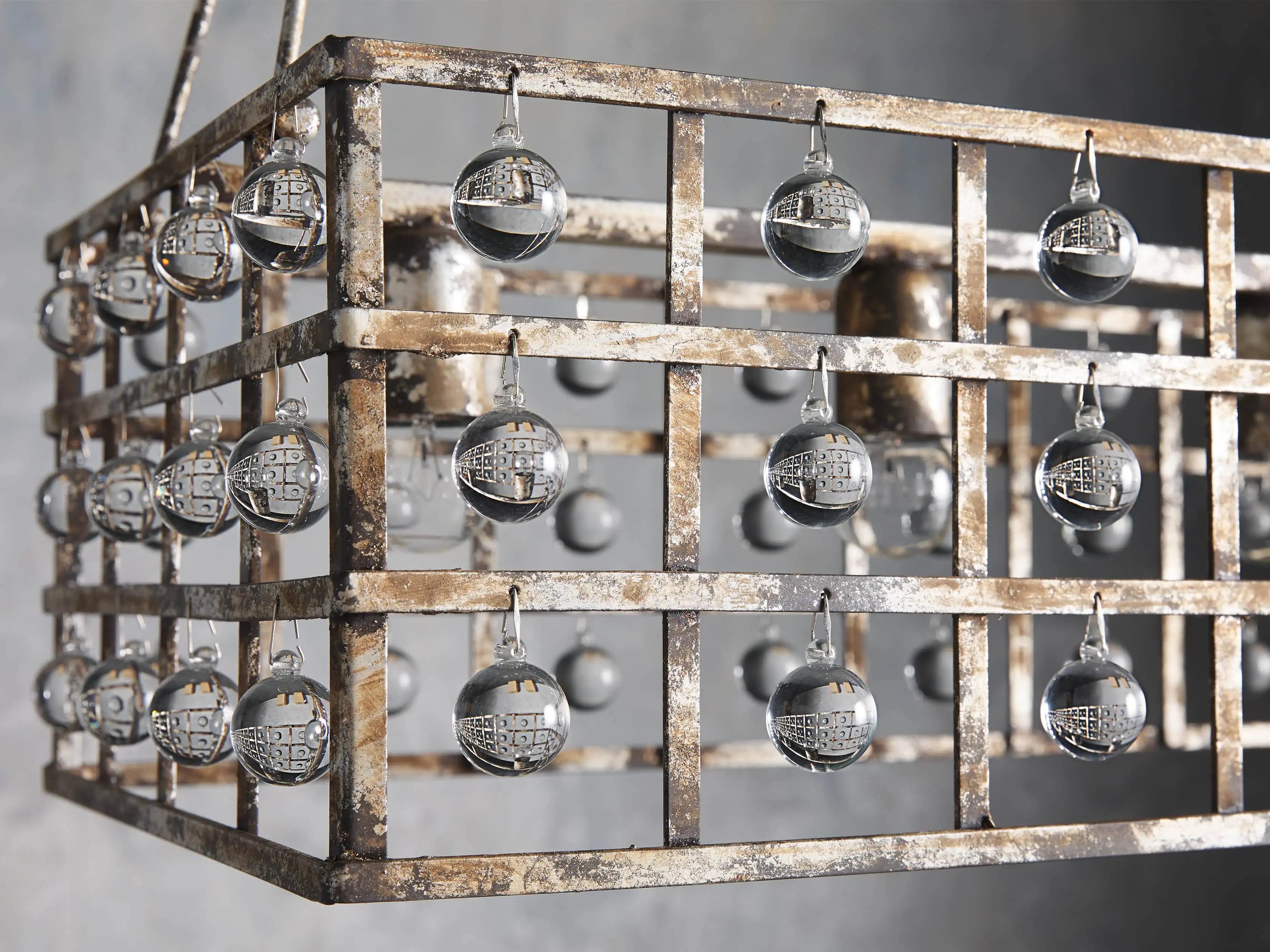 La Cage 50" Rectangular Chandelier in Silver by Meetlighting