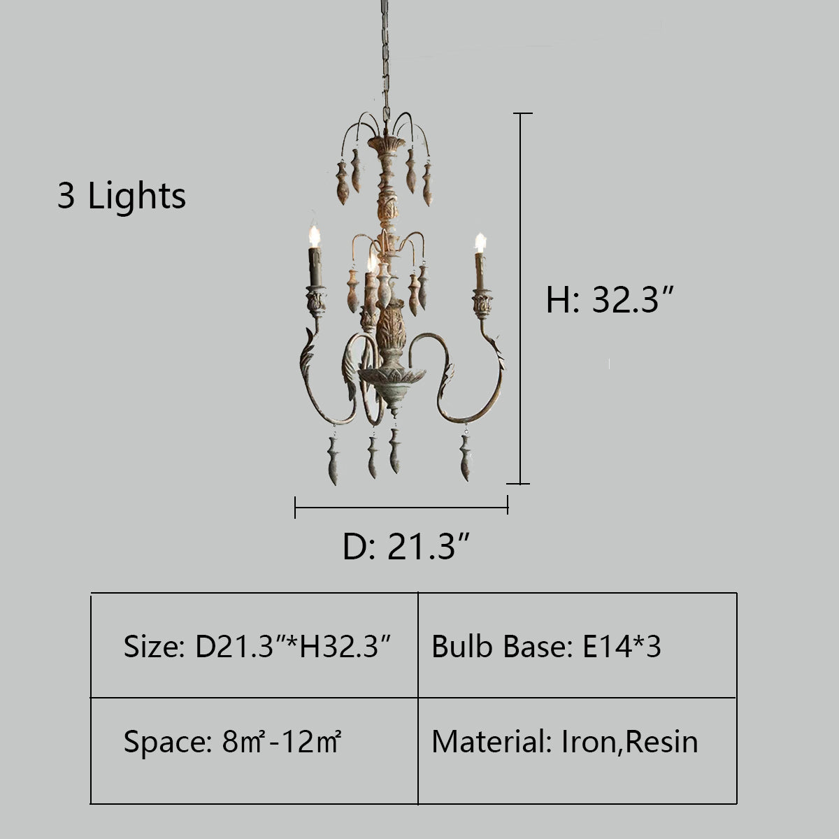 French Vintage Candle Chandelier for Living Room/Bedroom-MEET LIGHTING