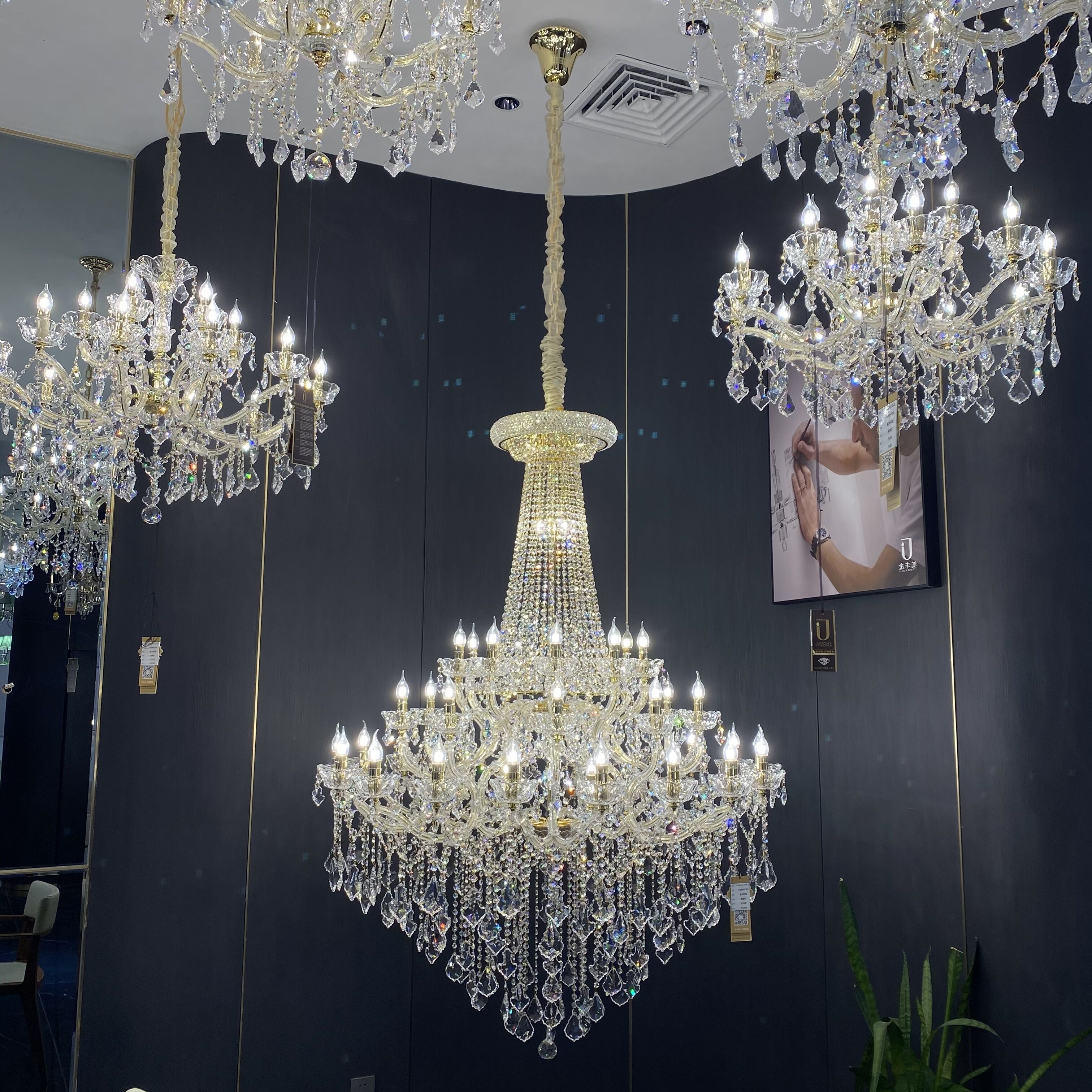 Extra Large French Candle Crystal Chandelier Ceiling Art Branch Foyer/Staircase Light Fixture-MEET LIGHTING