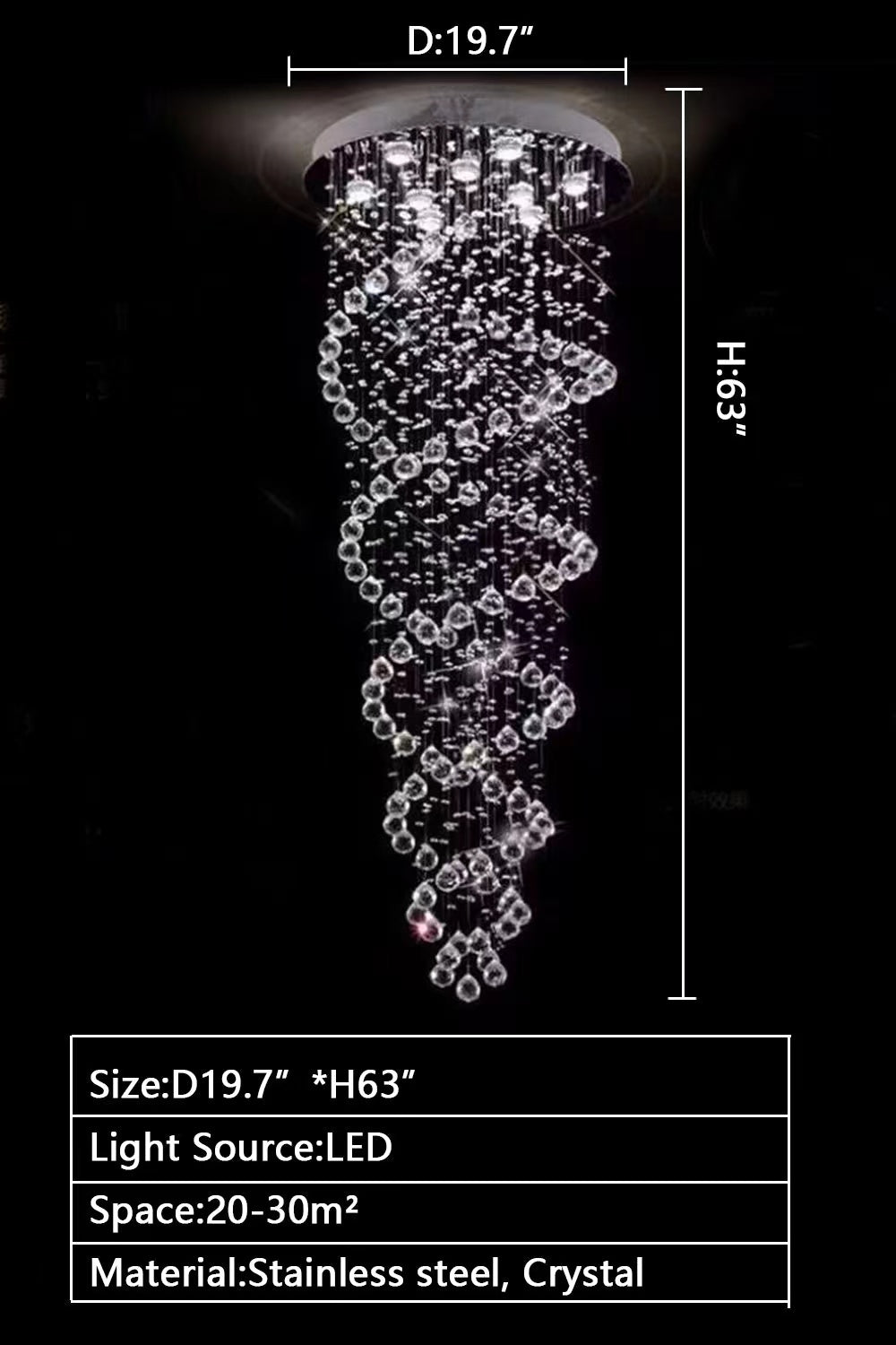 New Trend Spiral Crystal Chandelier For Staircase-MEET LIGHTING