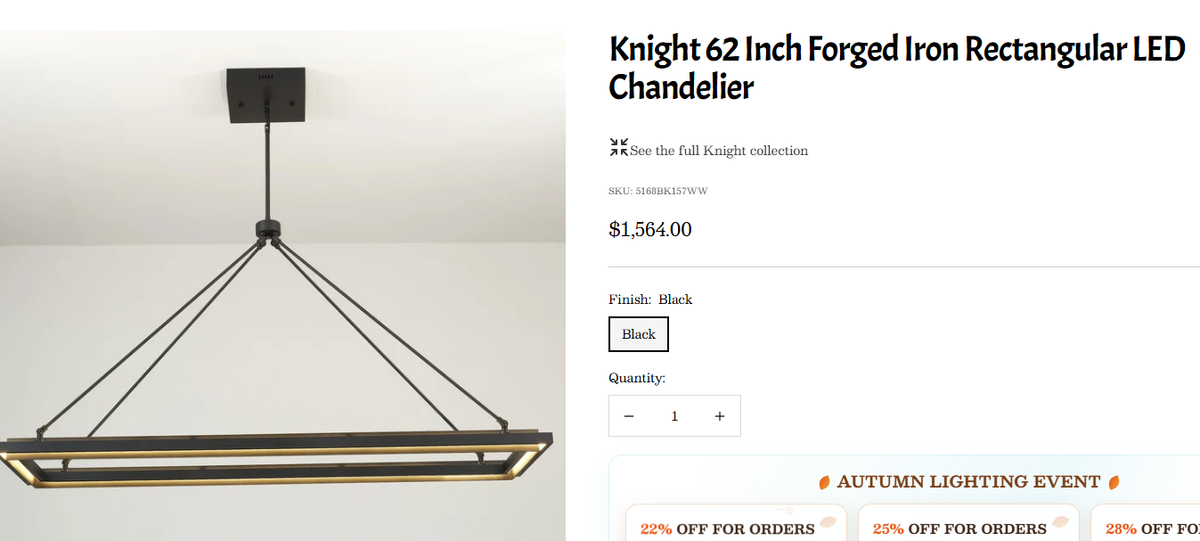 62 Inch Forged Iron Rectangular LED Chandelier