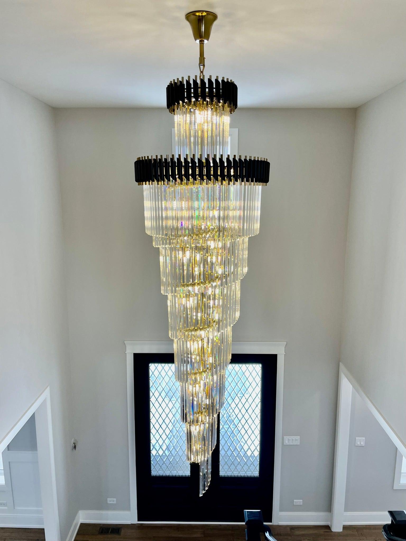 Spiral Crystal Chandelier For Foyer/ Staircase-MEET LIGHTING