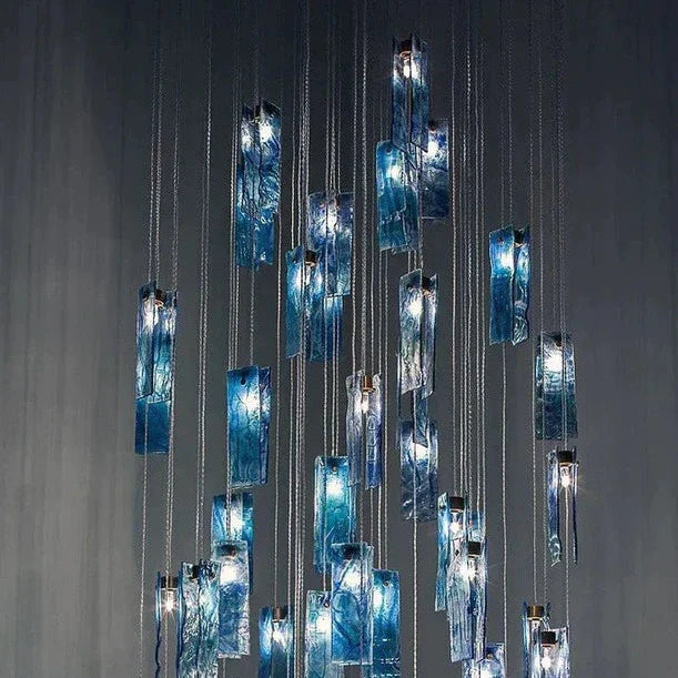 Art Design 1/25/60/84-Light Colorful Rectangle Cluster Glass Tile Pendant/Chandelier-MEET LIGHTING