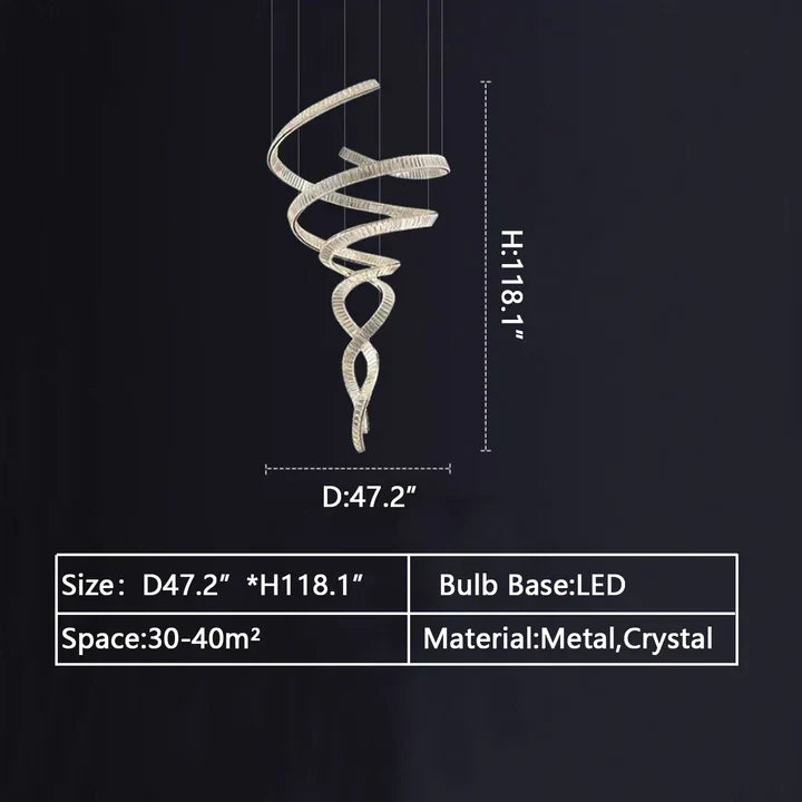 Designer Foyer Living Room Ceiling Light Fixture Stylish Spiral Crystal Chandelier for Hotel Entrance-MEET LIGHTING