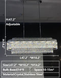 Stunning Modern Rectangle Ceiling Light Crystal Chandelier For Dining Table/Coffee Table/Living Room/Bedroom-MEET LIGHTING