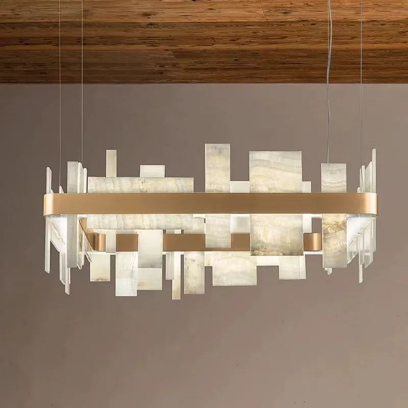 Alabaster Acropolis LED Square Chandelier