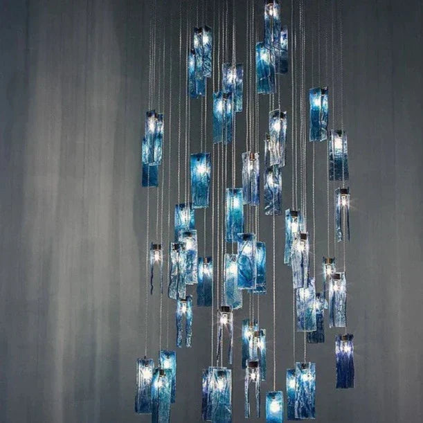 Art Design 1/25/60/84-Light Colorful Rectangle Cluster Glass Tile Pendant/Chandelier-MEET LIGHTING