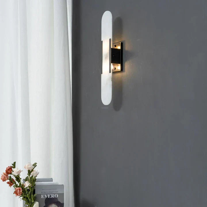 Modern Melange Elongated Alabaster Linear Wall Sconce