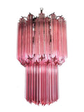 Murano Glass Chandelier - Quadriedri - 46 prisms - Pink