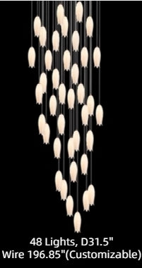 Modern White Ceramic Elegant Tulip Flower Chandelier For Foyer/Staircase-MEET LIGHTING