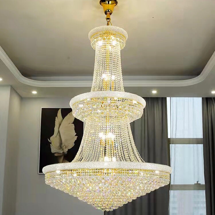 Luxury French Empire Chandelier for Villa Hall Ceiling Three-layers Crystal Light for Hotel Lobby-MEET LIGHTING