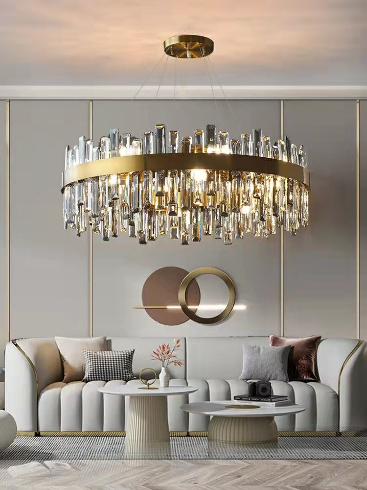 Round Ring Crystal Chandelier Luxury Modern Ceiling Fixtures Light For Living And Dining Room-MEET LIGHTING