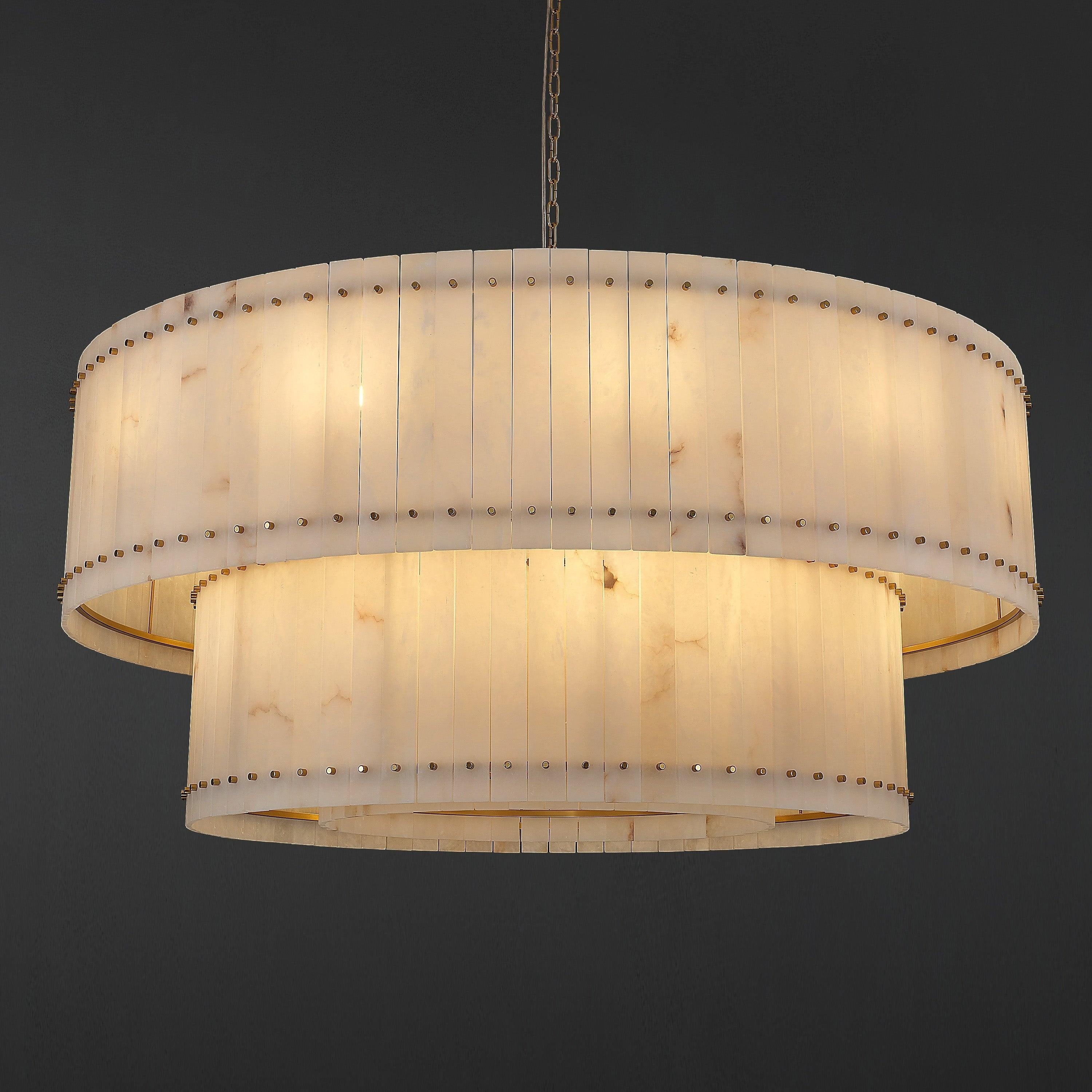 Santa 60 Inch Alabaster Two-Tier Chandelier