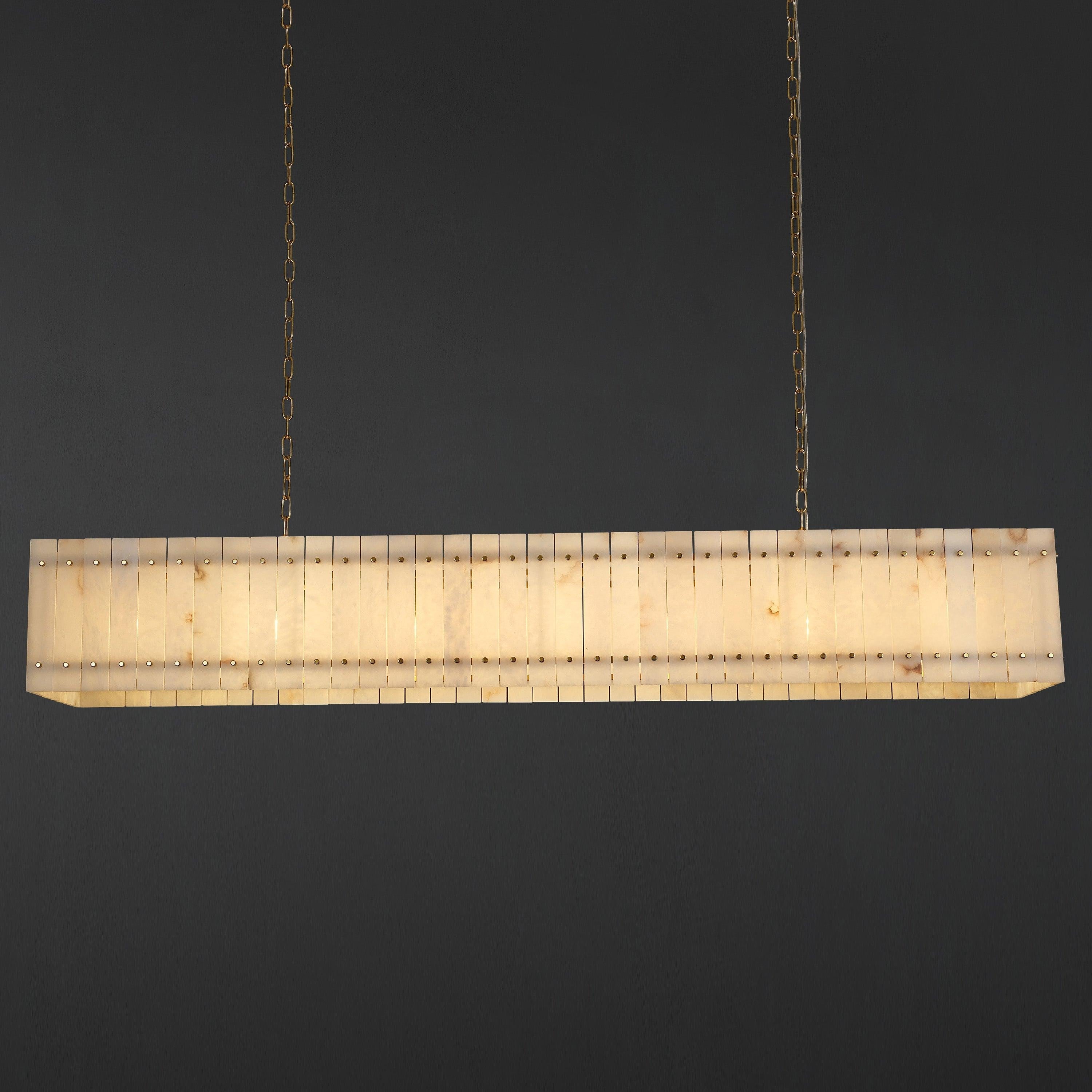 Santa 72 Inch Alabaster Rectangular Chandelier