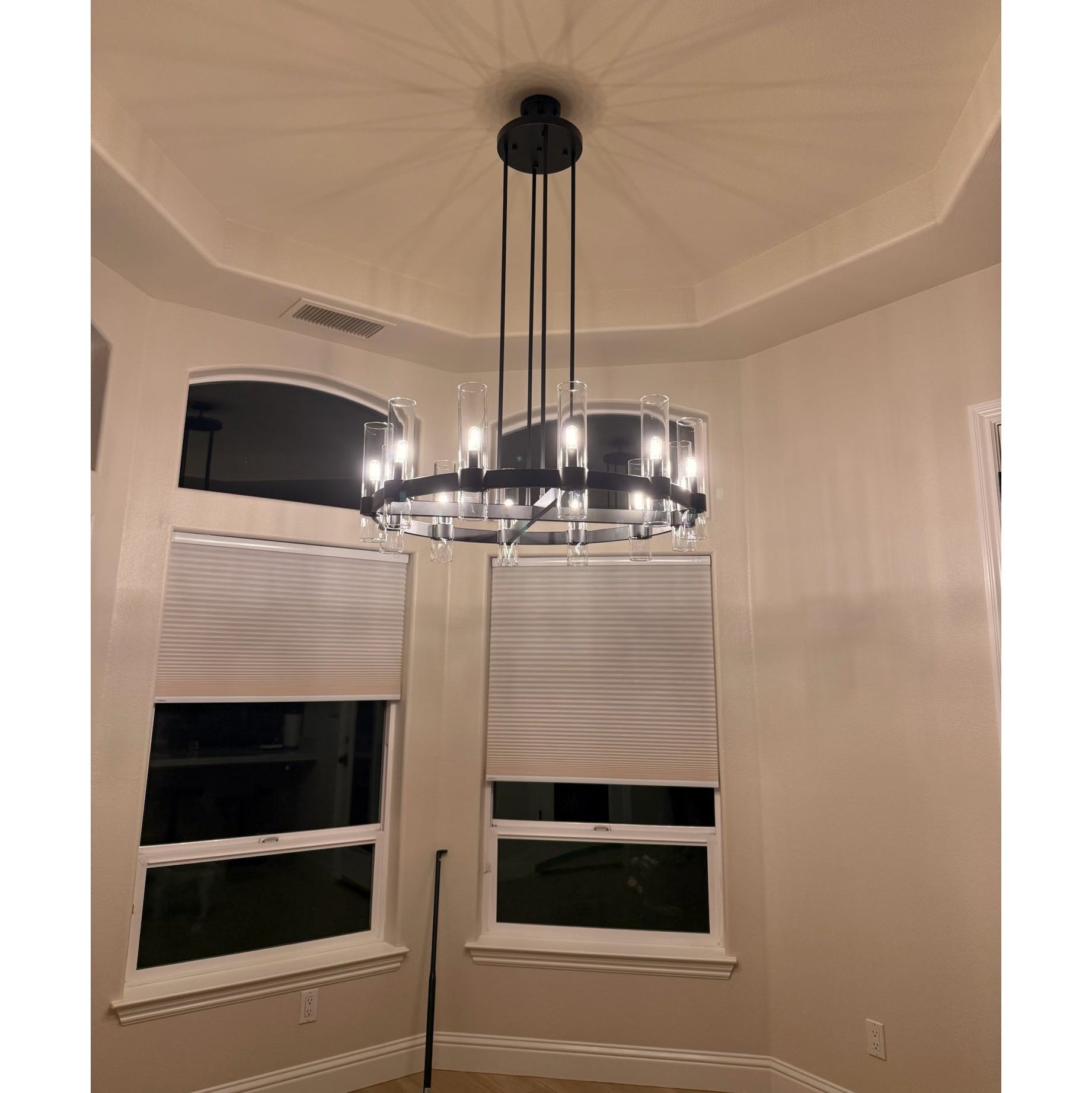 Zenvor 36 Inch Cylinder Glass Round Candle Chandelier
