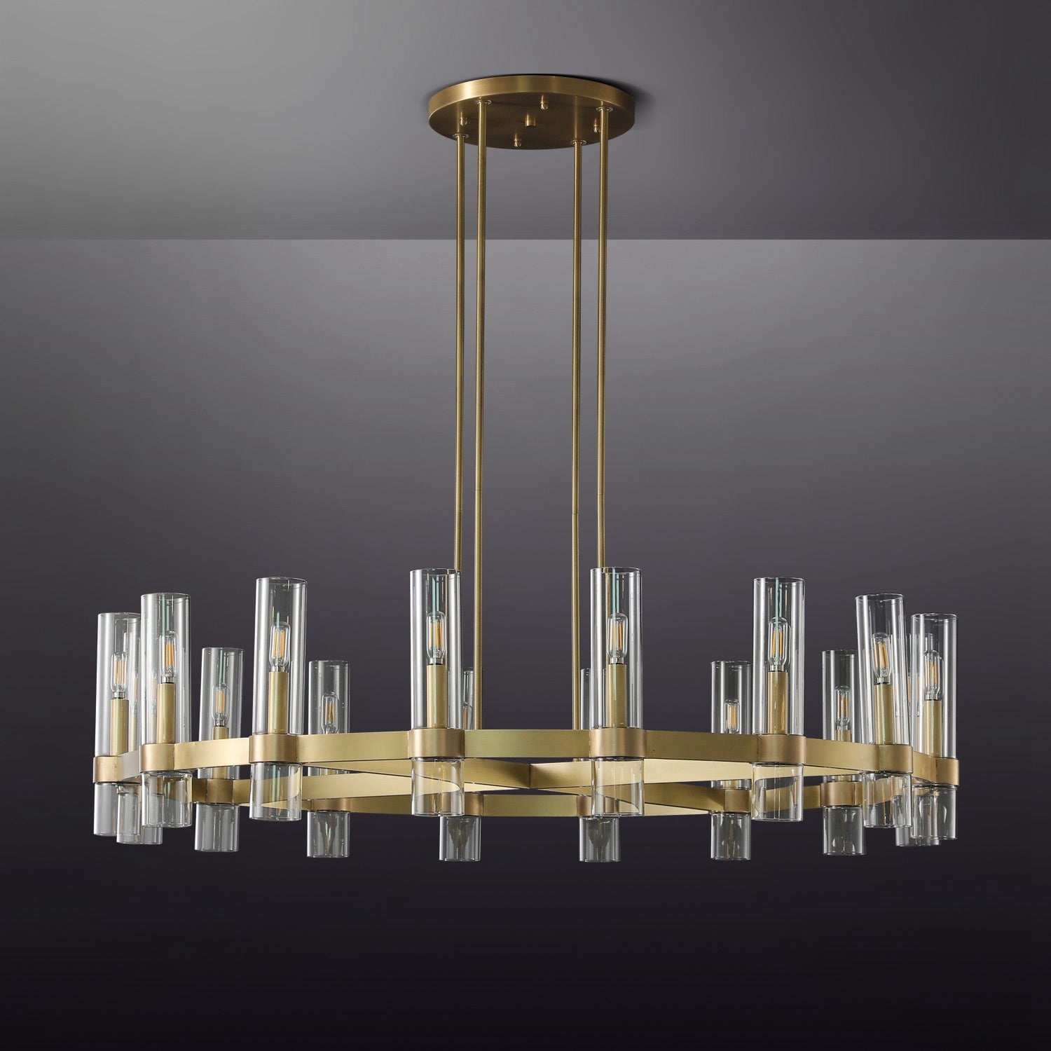 Zenvor 48 Inch Cylinder Glass Round Candle Chandelier