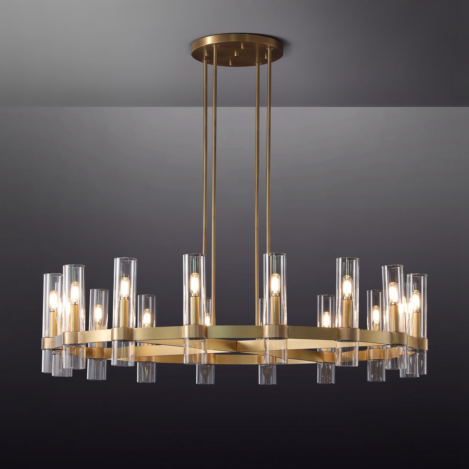 Zenvor 48 Inch Cylinder Glass Round Candle Chandelier