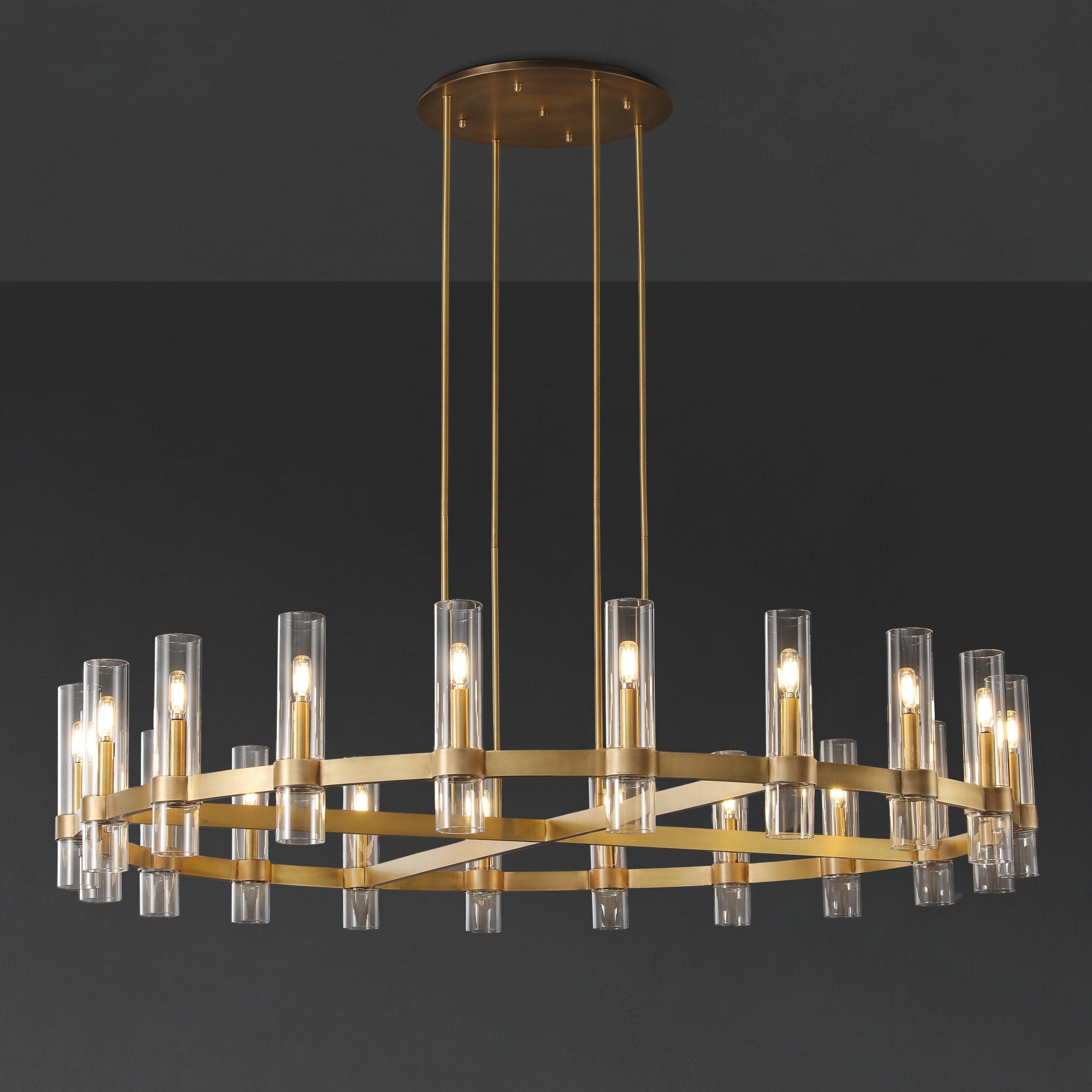 Zenvor 60 Inch Cylinder Glass Round Candle Chandelier