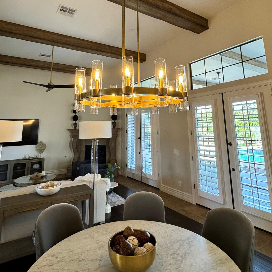 Zenvor 36 Inch Cylinder Glass Round Candle Chandelier