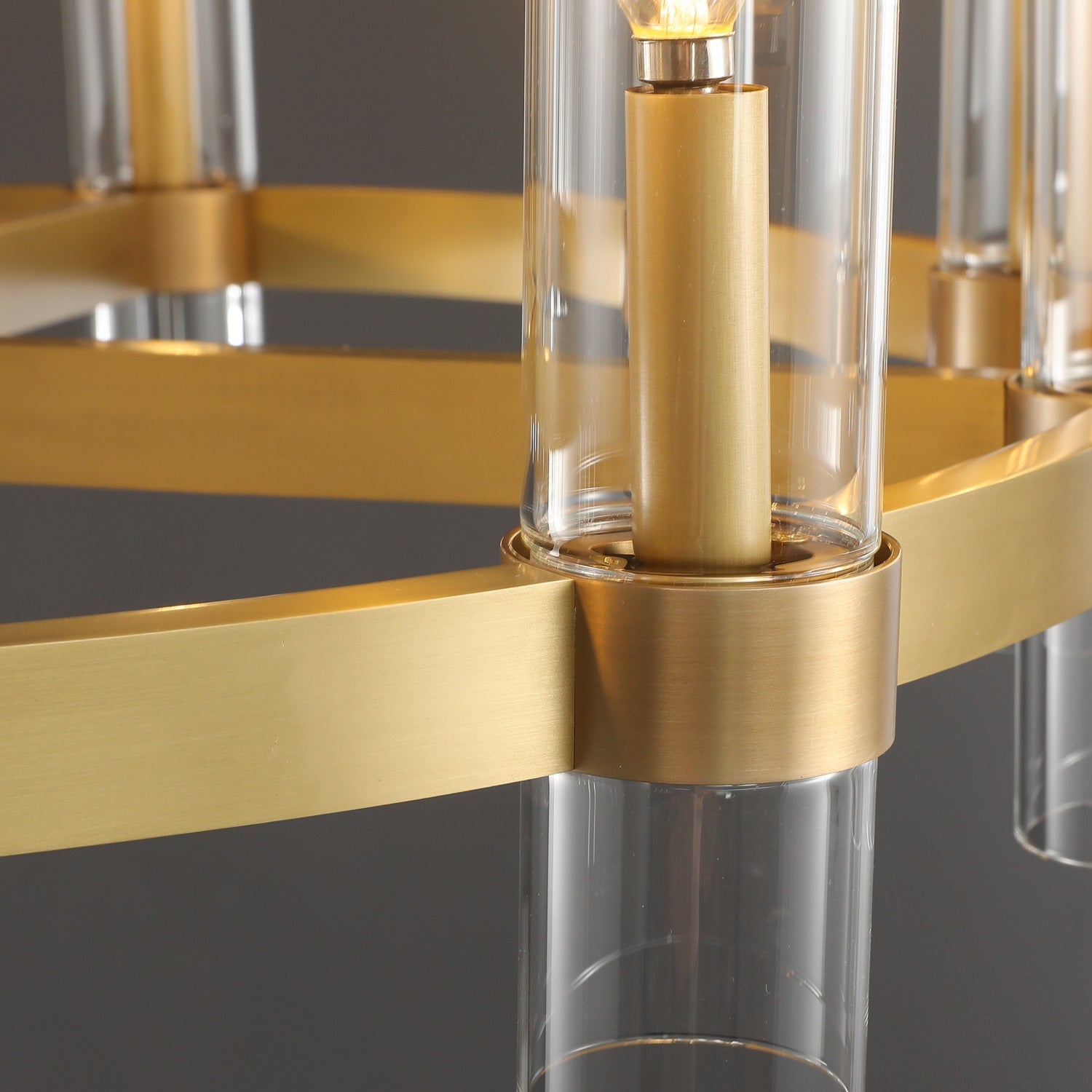Zenvor 36 Inch Cylinder Glass Round Candle Chandelier